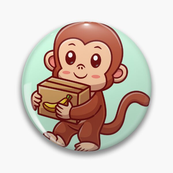Item preview, Cute Monkey Courier Shipping Package Cartoon Vector Icon designed and sold by hjian8219.