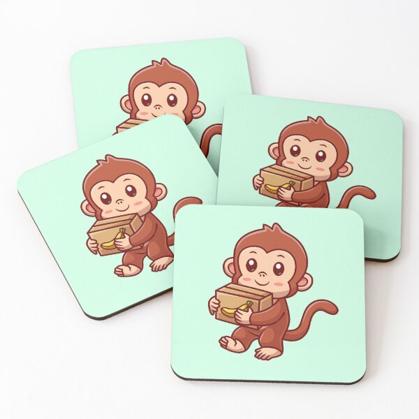Item preview, Cute Monkey Courier Shipping Package Cartoon Vector Icon designed and sold by hjian8219.