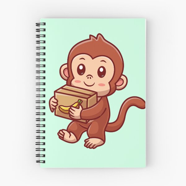Item preview, Cute Monkey Courier Shipping Package Cartoon Vector Icon designed and sold by hjian8219.