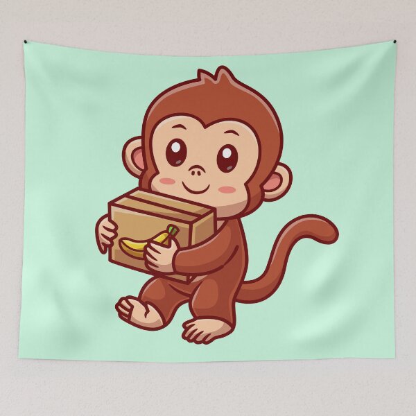 Item preview, Cute Monkey Courier Shipping Package Cartoon Vector Icon designed and sold by hjian8219.