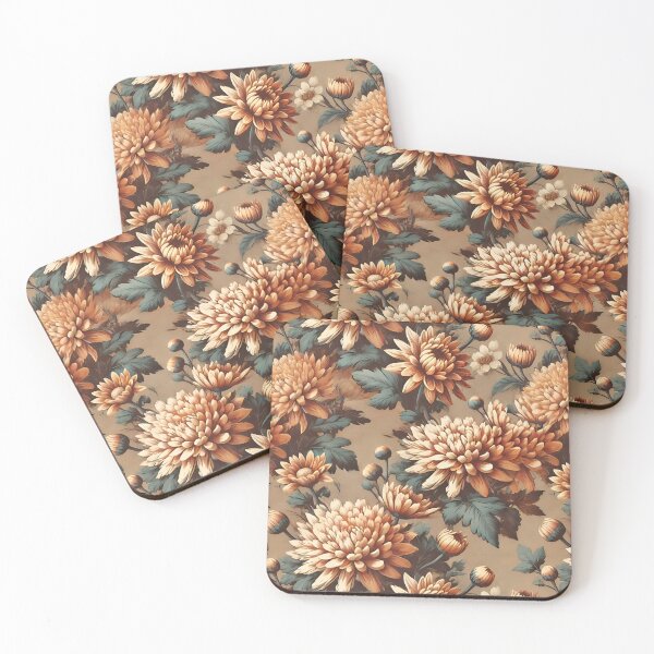 Artikelvorschau, Nahtloses Chrysanthemen-Blumenmuster im postimpressionistischen japanischen Stil entworfen und verkauft von SeGoArtDesign.