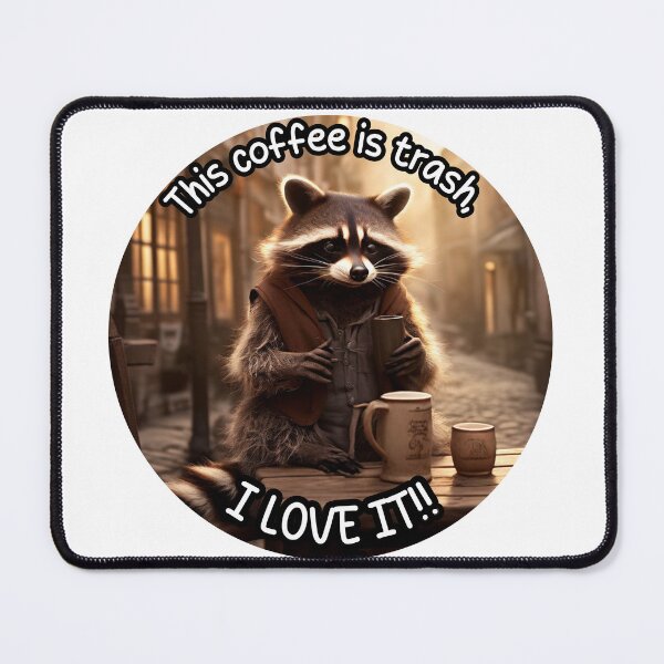 Item preview, Raccoon drinking coffee designed and sold by meganhuizer.