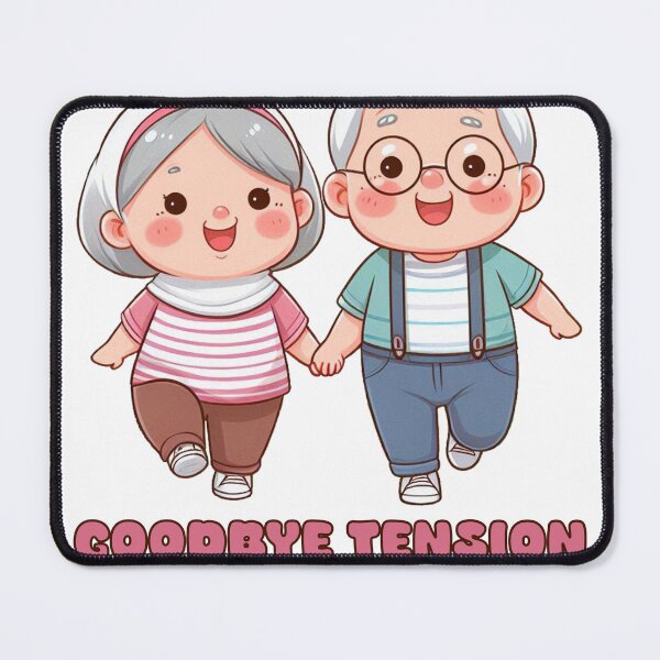 Item preview, Goodbye Tension Hello Pension - Kawaii Old Couple designed and sold by Teepot888.