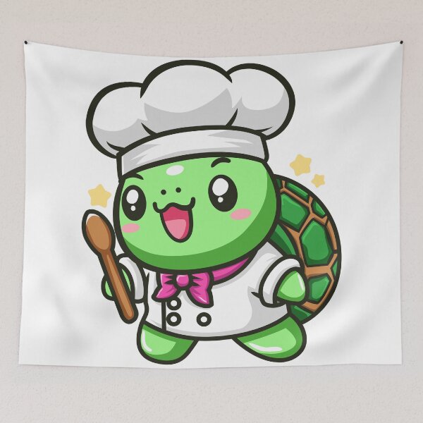 Item preview, Turtle chef kawaii style, cheerful turtle cooking designed and sold by Dizartico.
