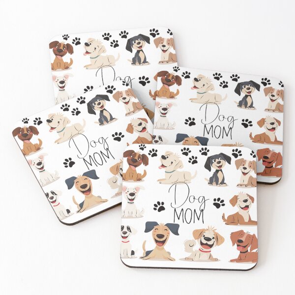 Item preview, Dog mom, cute puppy dogs and paw prints for dog lover cartoon illustrated designed and sold by Inktown.