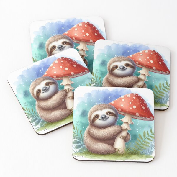 Item preview, Cute Sloth Bear with Amanita Mushroom  designed and sold by Fullnature.
