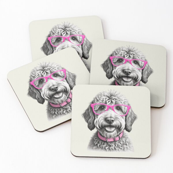 Item preview, Austalian Labradoodle with Pink Glasses designed and sold by aboniteblanc.