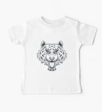 Tiger Head Tattoo Black and White Monochrome Baby Tee