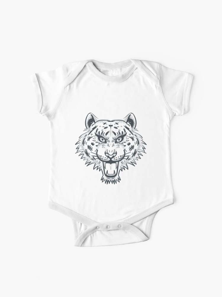 Tiger Head Tattoo Black And White Monochrome Baby One Piece By Tanabe Redbubble