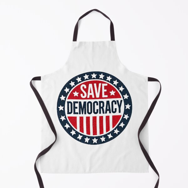 Item preview, Patriotic “Save Democracy” Badge Design in Red, White, and Blue designed and sold by Retro Travel Design.
