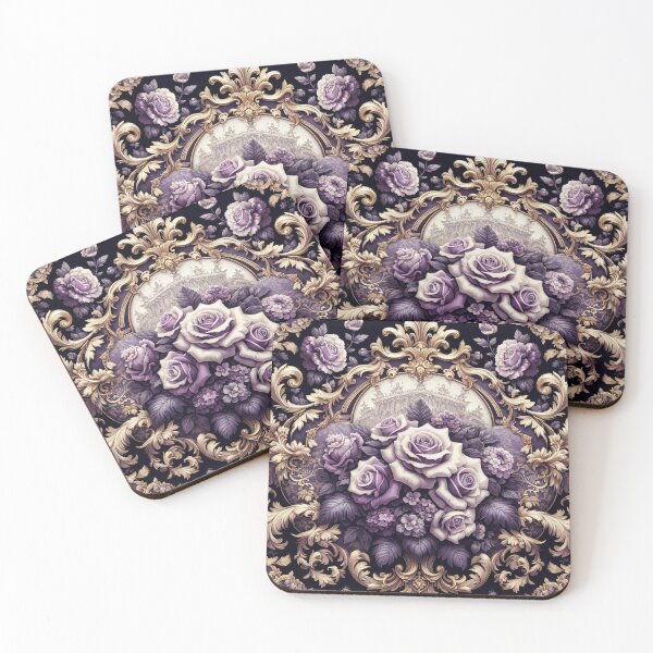 Item preview, Midnight Lavender Rococo With Roses designed and sold by DesignsByPrnces.