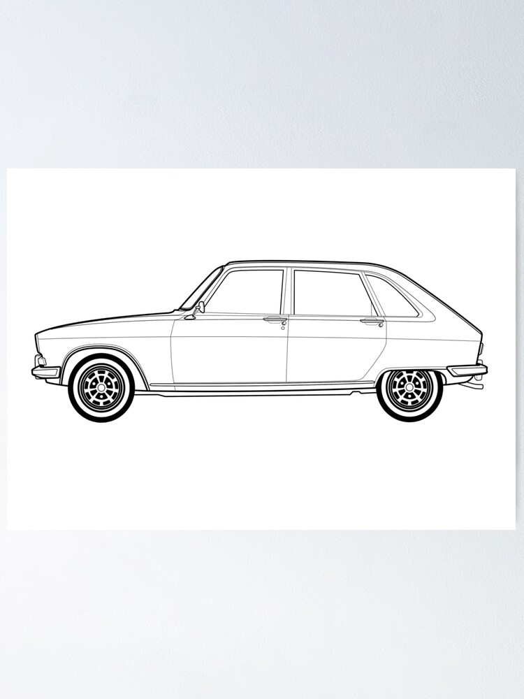 Renault 16 Classic Car Outline Artwork Poster By Rjwautographics Redbubble