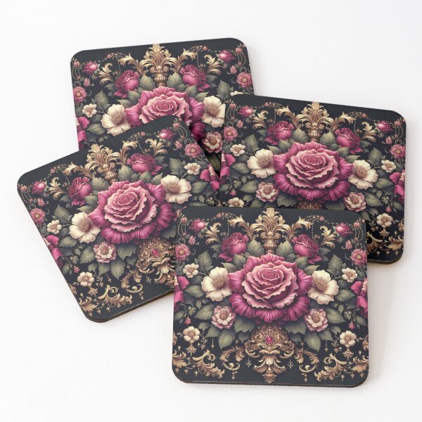 Item preview, Midnight Fuchsia Rococo With Roses designed and sold by DesignsByPrnces.