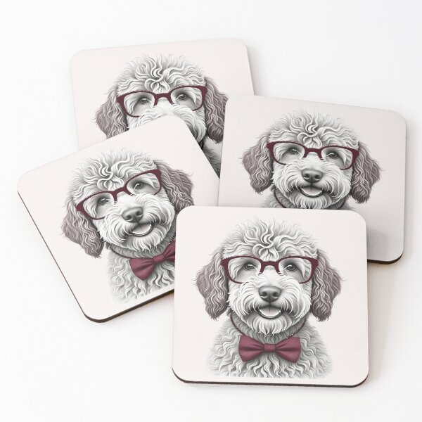 Item preview, Austalian Labradoodle with Red Glasses designed and sold by aboniteblanc.