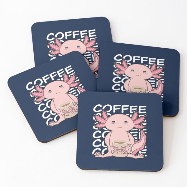 Item preview, Cute Kawaii Axolotl Drinking Coffee designed and sold by Shiraufa.