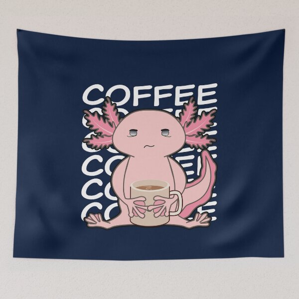 Item preview, Cute Kawaii Axolotl Drinking Coffee designed and sold by Shiraufa.
