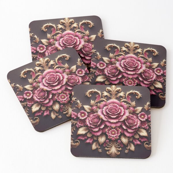 Item preview, Matte Fuchsia Rococo With Roses designed and sold by DesignsByPrnces.