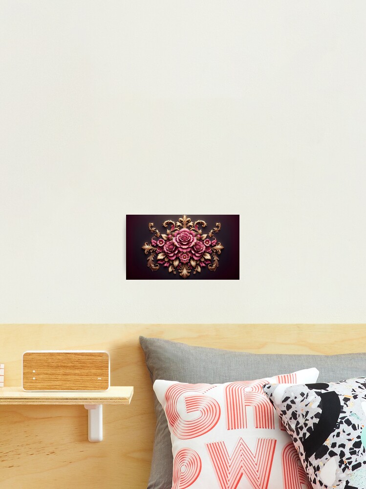 Thumbnail 2 of 3, Photographic Print, Matte Fuchsia Rococo With Roses designed and sold by DesignsByPrnces.