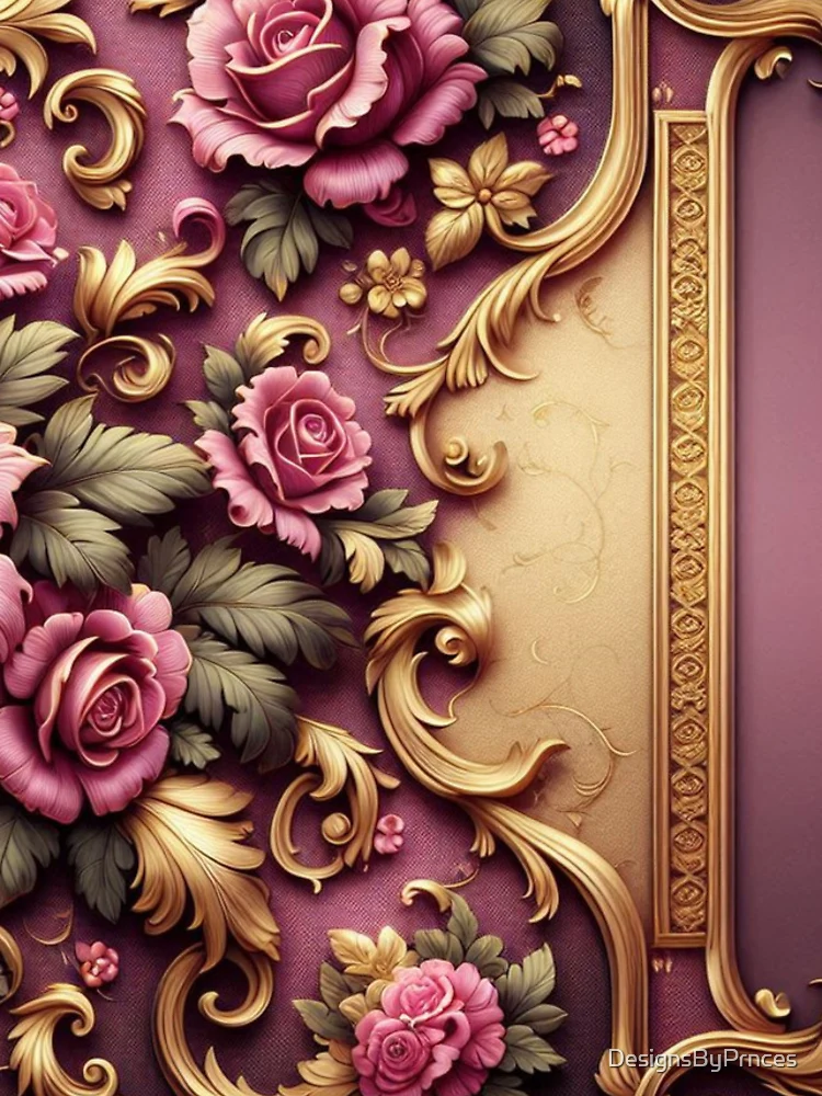 Thumbnail 4 of 4, iPhone Case, Matte Fuchsia Rococo With Roses designed and sold by DesignsByPrnces.
