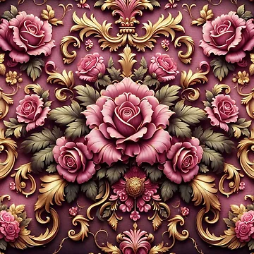 Artwork thumbnail, Matte Fuchsia Rococo With Roses by DesignsByPrnces