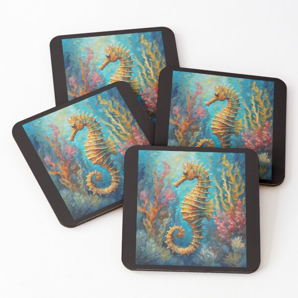 Item preview, "Seahorse Amongst Vibrant Corals and Swaying Seaweed: Graceful Marine Beauty" designed and sold by Artisticanvas.