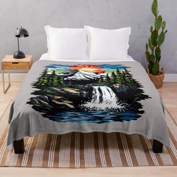 Item preview, Sunset Mountain Waterfall - Camiseta de arte de aventura en la naturaleza designed and sold by Mrrjgraphic.