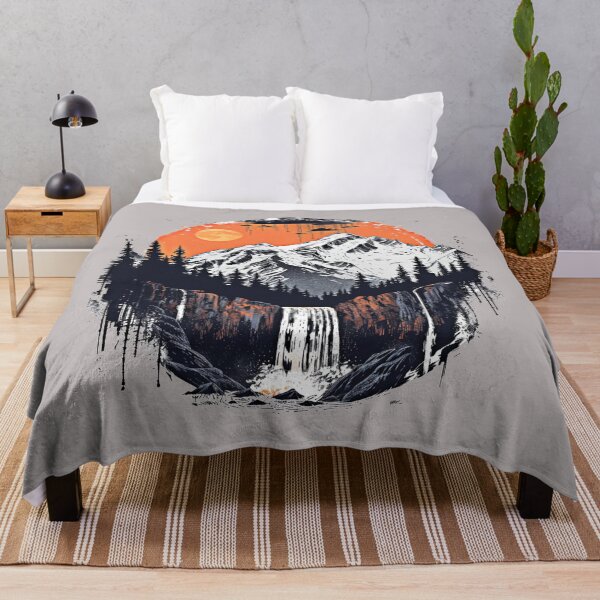 Item preview, Sunset Mountain Waterfall - Camiseta de arte de aventura en la naturaleza designed and sold by Mrrjgraphic.