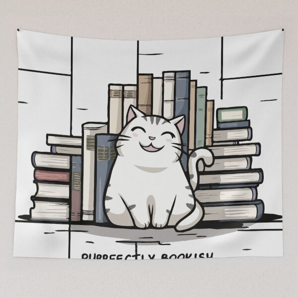 Item preview, Purrfectly Bookish Cat Artwork designed and sold by Collision19.