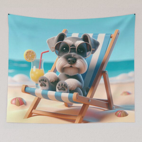 Item preview, Días de playa Mini Schnauzer vacaciones Pegatina designed and sold by Wags & Tails.
