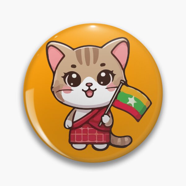 Item preview, Cat holding the Myanmar flag designed and sold by SOMI SOMI.