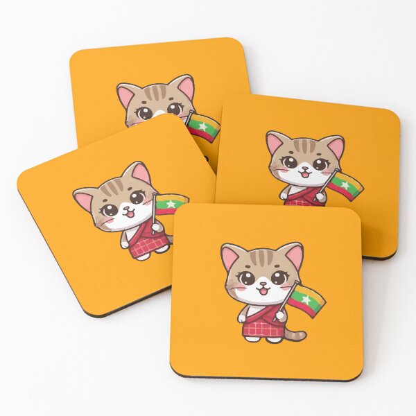 Item preview, Cat holding the Myanmar flag designed and sold by SOMI SOMI.