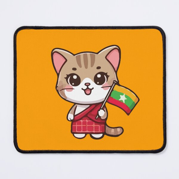 Item preview, Cat holding the Myanmar flag designed and sold by SOMI SOMI.