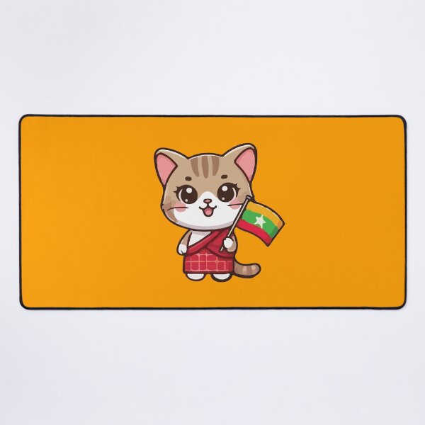 Item preview, Cat holding the Myanmar flag designed and sold by SOMI SOMI.
