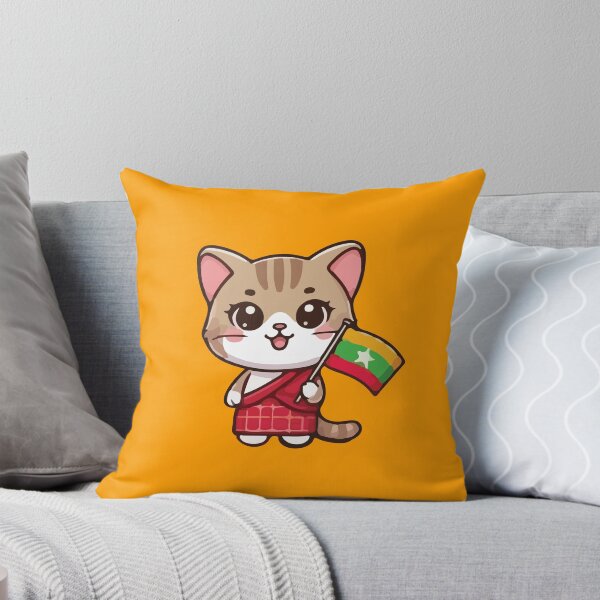 Item preview, Cat holding the Myanmar flag designed and sold by SOMI SOMI.