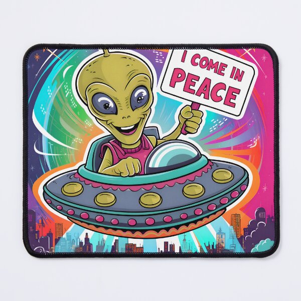 Item preview, I Come In Peace Funny Alien In A UFO designed and sold by TheArtOfPat.