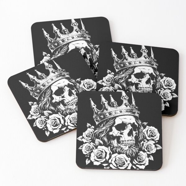 Item preview, Dark Art Skull King Crown Prince with Roses Vintage Grunge Tattoo designed and sold by MORSPECTIVE.