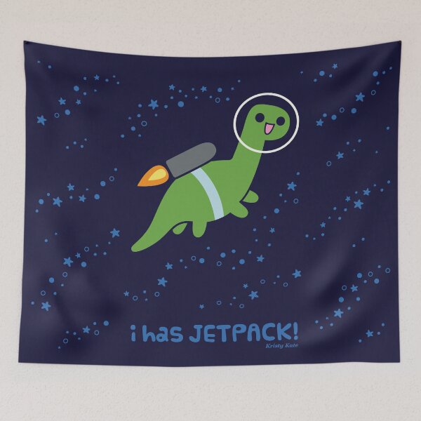 Item preview, I Has Jetpack Green Space Dinosaur Astronaut designed and sold by KristyKate.