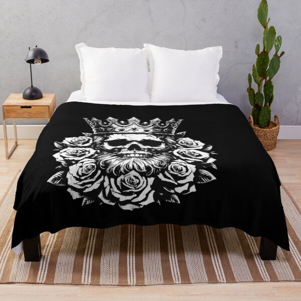 Item preview, Dark Art Skull King Crown Prince with Roses Vintage Grunge Tattoo designed and sold by MORSPECTIVE.