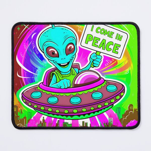 Item preview, I Come In Peace Funny Alien In A UFO designed and sold by TheArtOfPat.