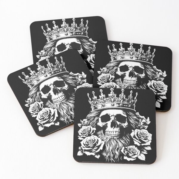 Item preview, Dark Art Skull King Crown Prince with Roses Vintage Grunge Tattoo designed and sold by MORSPECTIVE.
