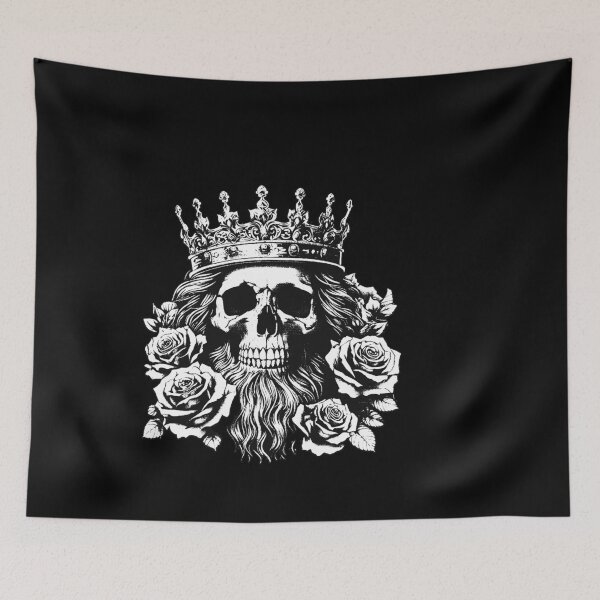Item preview, Dark Art Skull King Crown Prince with Roses Vintage Grunge Tattoo designed and sold by MORSPECTIVE.