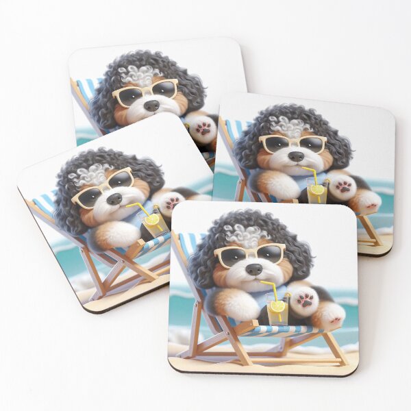 Item preview, Beach Days Mini Bernedoodle Vacation Sticker designed and sold by Wags & Tails.