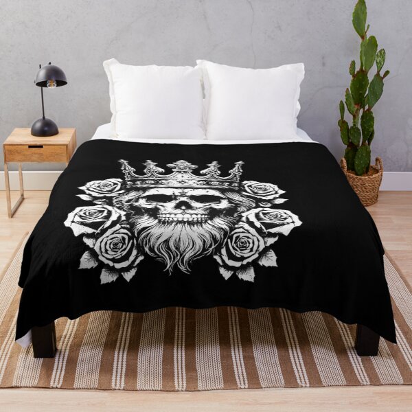 Item preview, Dark Art Skull King Crown Prince with Roses Vintage Grunge Tattoo designed and sold by MORSPECTIVE.