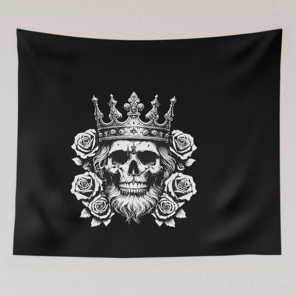 Item preview, Dark Art Skull King Crown Prince with Roses Vintage Grunge Tattoo designed and sold by MORSPECTIVE.