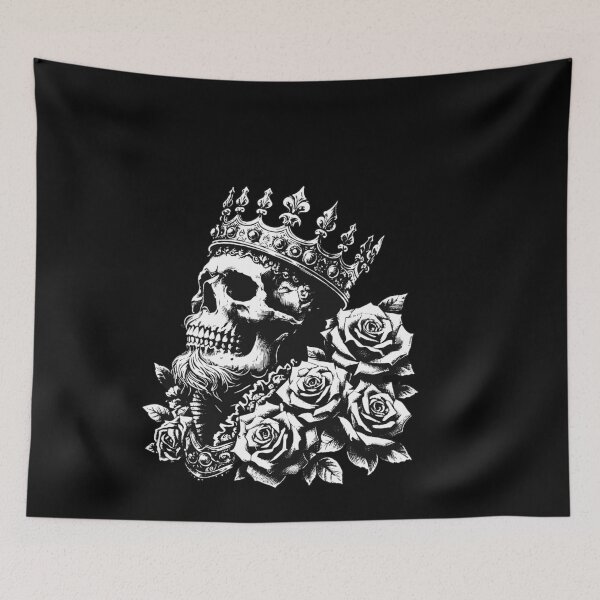 Item preview, Dark Art Skull King Crown Prince with Roses Vintage Grunge Tattoo designed and sold by MORSPECTIVE.