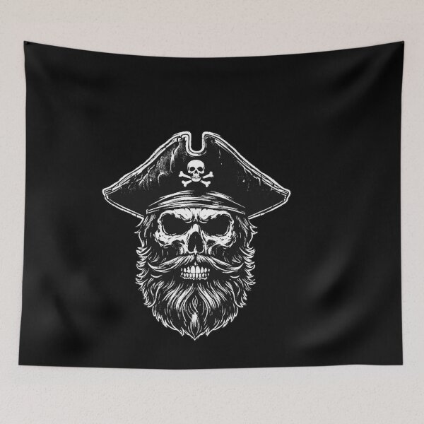 Item preview, Dark Art Skull Pirates Captain with Hat Marine Grunge Vintage Tattoo designed and sold by MORSPECTIVE.
