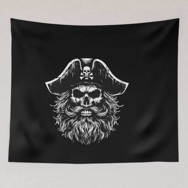 Item preview, Dark Art Skull Pirates Captain with Hat Marine Grunge Vintage Tattoo designed and sold by MORSPECTIVE.