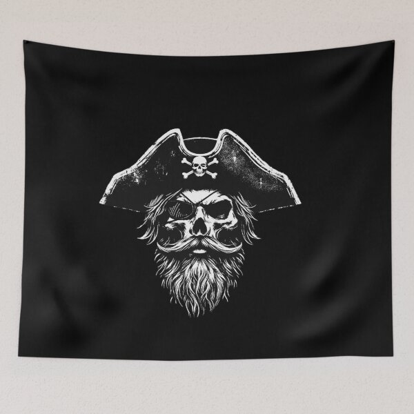Item preview, Dark Art Skull Pirates Captain with Hat Marine Grunge Vintage Tattoo designed and sold by MORSPECTIVE.