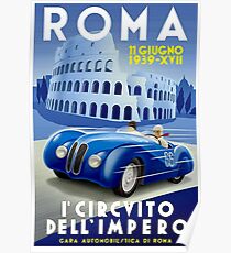 "ROMA VINTAGE GRAND PRIX" Auto Racing Print Poster
