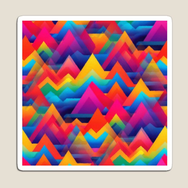 Aperçu de l'œuvre Paysage psychédélique abstrait de montagne arc-en-ciel coloré en zigzag créée et vendue par Zeph1.